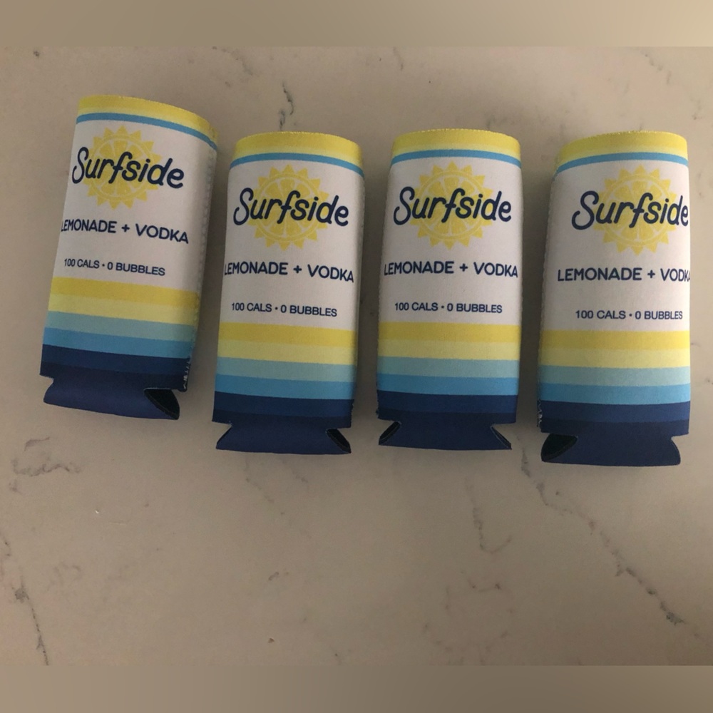 4 Surfside Lemonade + Vodka Can Coolers - Retro Sunset Design - New